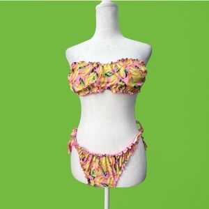 Colorful Banana Print Bikini Set